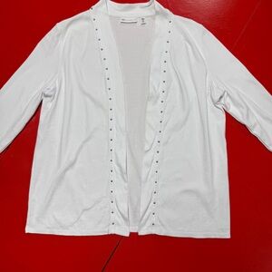 RAFAELLA WHITE CARDIGAN JACKET SILVER STUDS